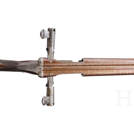 A double-barrelled firing needle shotgun, J. Needham & Co. in London, circa 1855