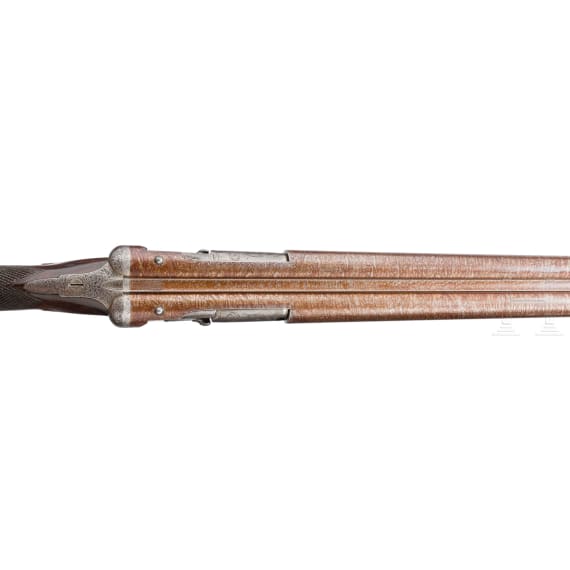 A double-barrelled firing needle shotgun, J. Needham & Co. in London, circa 1855