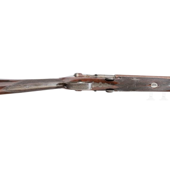 A double-barrelled firing needle shotgun, J. Needham & Co. in London, circa 1855