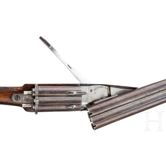 A double-barrelled firing needle shotgun with swivel action, Franz von Dreyse in S&ouml;mmerda (D), circa 1860