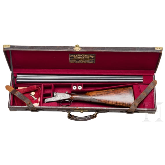 A cased Midland side-by-side shotgun, Birmingham