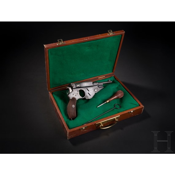 A factory-engraved, cased Bergmann Mod. 1896 No. 3