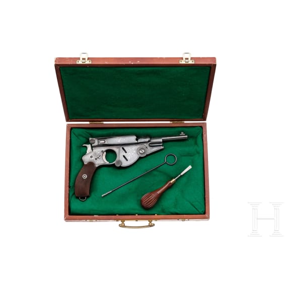 A factory-engraved, cased Bergmann Mod. 1896 No. 3