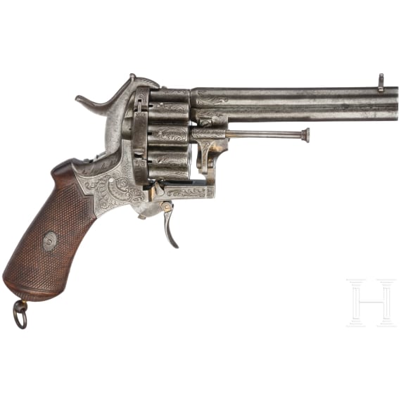 A Lefaucheux pinfire revolver, 20-shots, circa 1870