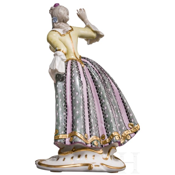 A porcelain figure "Leda" from the Italian Commedia dell'arte, Franz Bustelli (design), Nymphenburg, 20th century (finish)