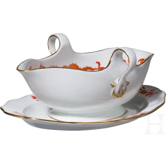 63 porcelain pieces "Red Dragon", Meissen, 2nd half of the 20th century