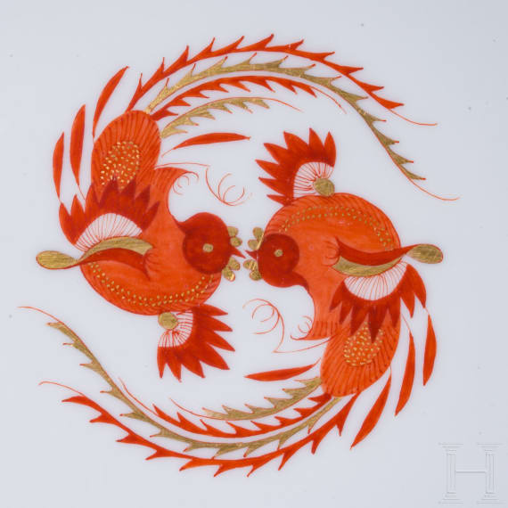 63 porcelain pieces "Red Dragon", Meissen, 2nd half of the 20th century