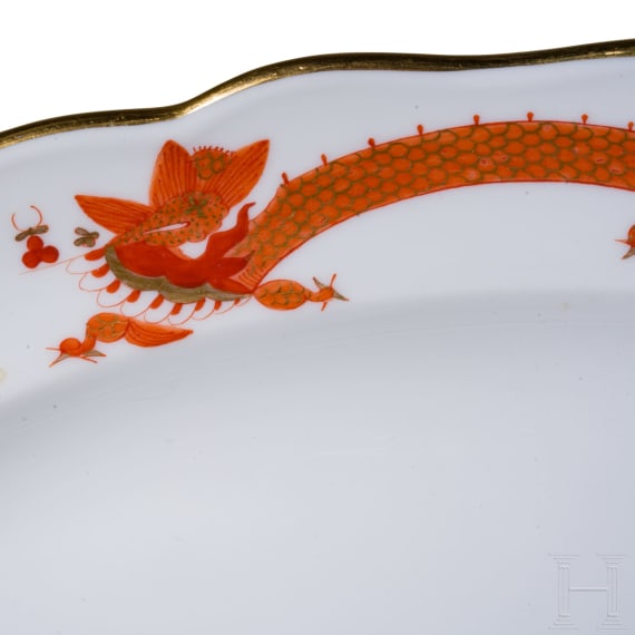 63 porcelain pieces "Red Dragon", Meissen, 2nd half of the 20th century
