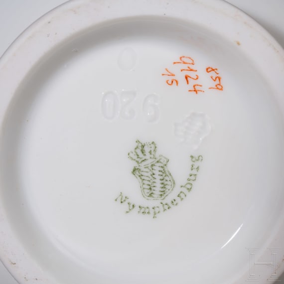 Eleven pieces from a mocha porcelain set, Nymphenburg, early 20th century