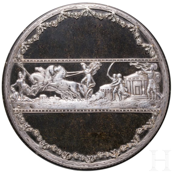 A silver-mounted Saxon serpentine box, 1st half of the 19th century
