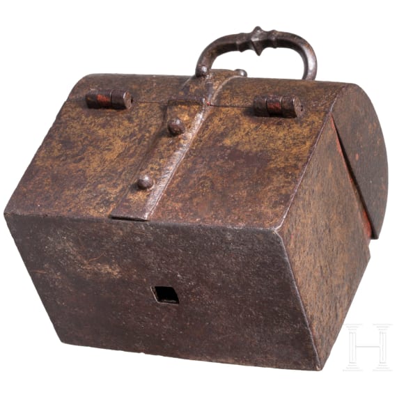 A French iron miniature strongbox, ca. 1600