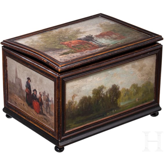 A painted Austrian/South German casket, 19th century
