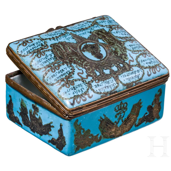 "Sonderauftrag Linz" Adolf Hitler &ndash; A copper-mounted enamel snuffbox with a portrait of Frederick the Great (Old Fritz, King of Prussia in 1772), late 18th century
