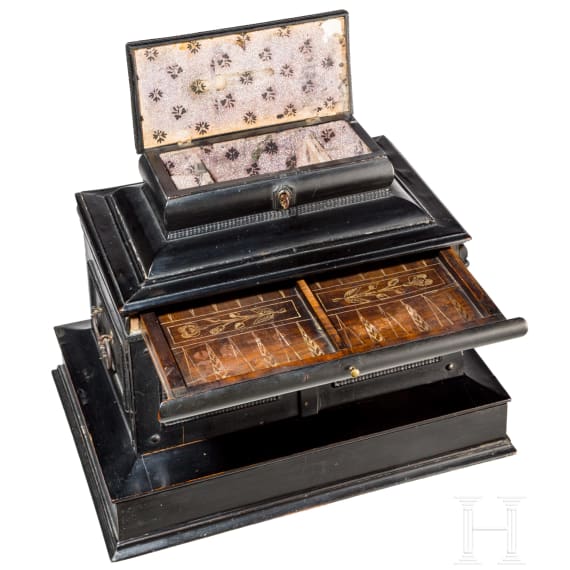 A southern German cabinet case with integrated game board, presumably Ulm, mid-17th century