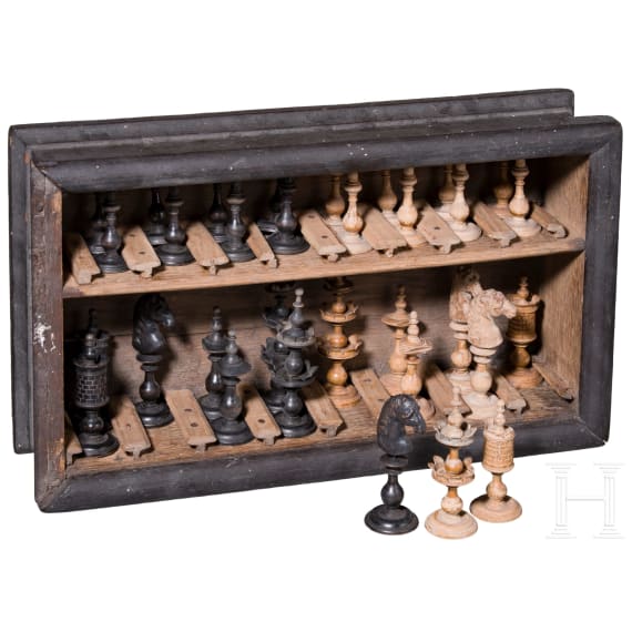 A set of German chess pieces, circa 1800