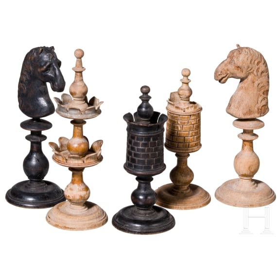 A set of German chess pieces, circa 1800