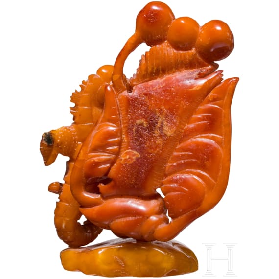 An amber carving with seahorse