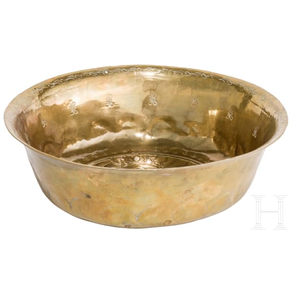 A deep Nuremberg alms bowl, 16th century