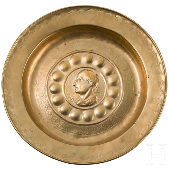 A Nuremberg brass alms dish with Cicero motive, 16th century
