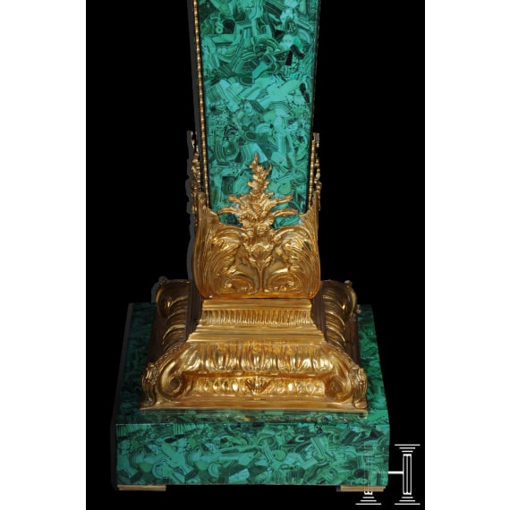 A pair of bronze-mounted marble columns in faux malachite, 2nd half of the 20th century