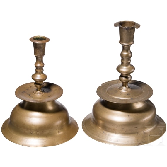 Two bell-bottom-candlesticks, Nuremberg, 1700