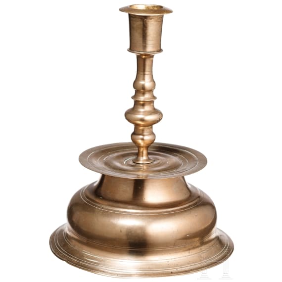 A bell-bottom candlestick with maker's mark, Nuremberg, circa 1700
