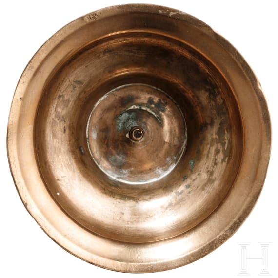 A bell-bottom candlestick with maker's mark, Nuremberg, circa 1700