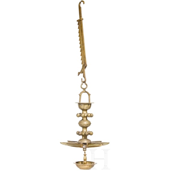 A brass Sabbath lamp, Nuremberg, mid-18th century