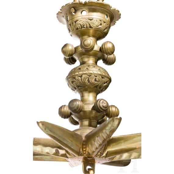 A brass Sabbath lamp, Nuremberg, mid-18th century