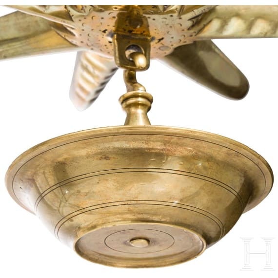A brass Sabbath lamp, Nuremberg, mid-18th century