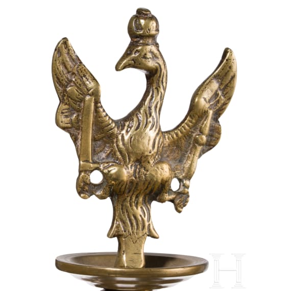A pair of Prussian or Silesian brass candelabras, mid-18th century