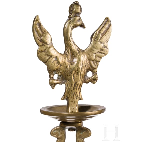 A pair of Prussian or Silesian brass candelabras, mid-18th century
