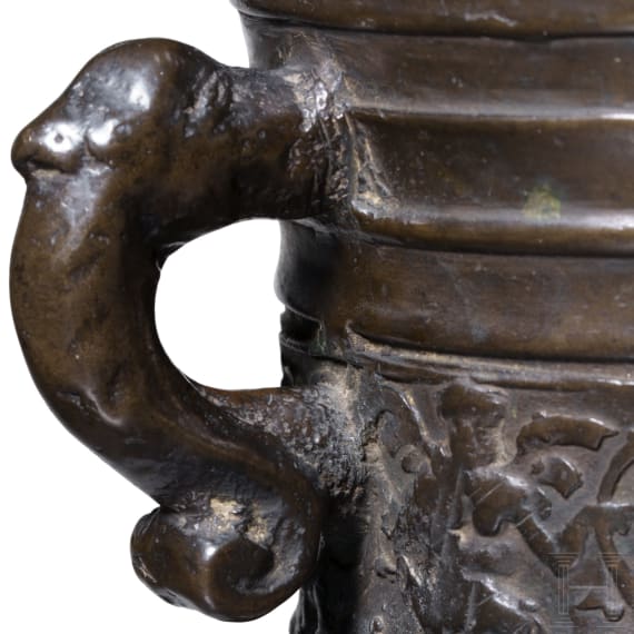 A Dutch Renaissance bronze mortar, dated 1573
