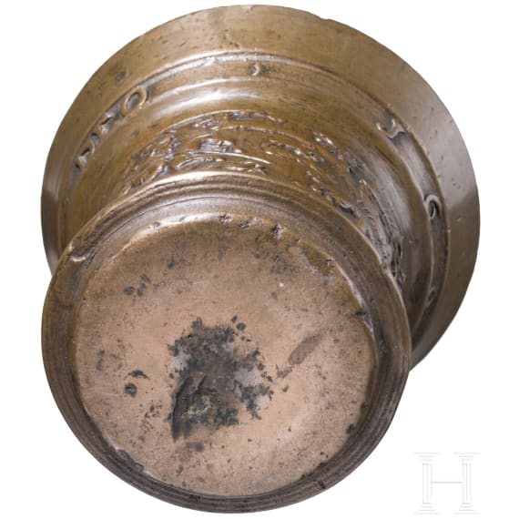 A Dutch bronze mortar by Gerrit Schimmel of Deventer, dated 1696