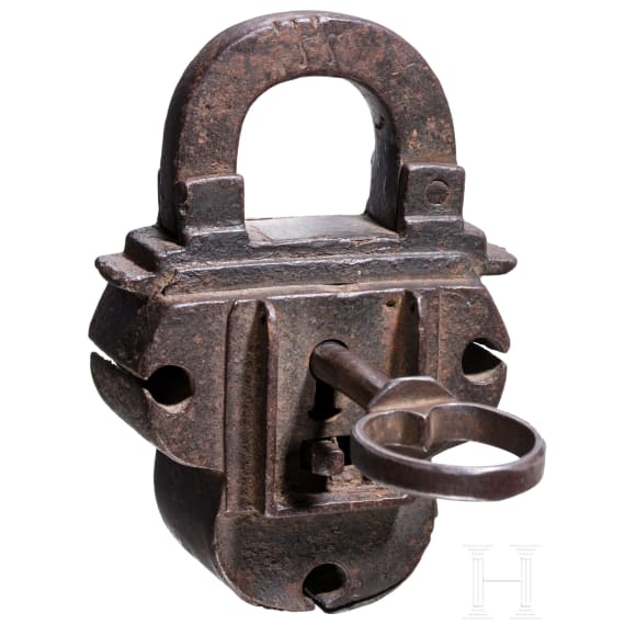 A South German iron padlock, circa 1600