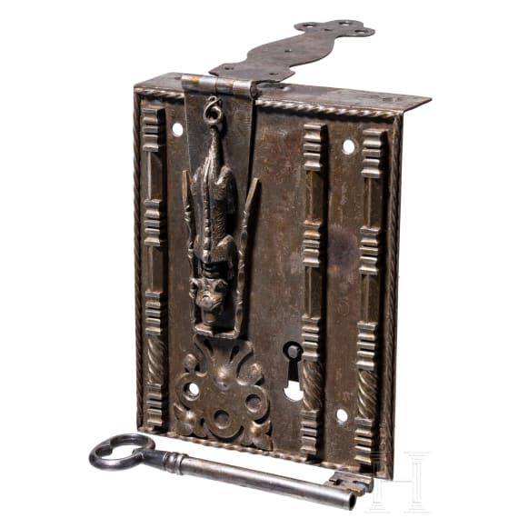 A French iron chest lock in Gothic style, 2nd half of the 19th century
