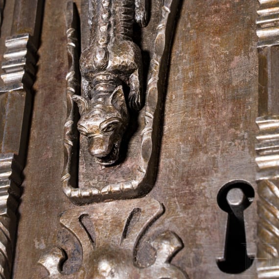 A French iron chest lock in Gothic style, 2nd half of the 19th century