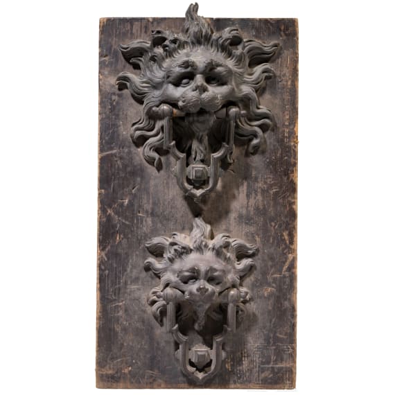 Two lion door knockers, German, 19th century