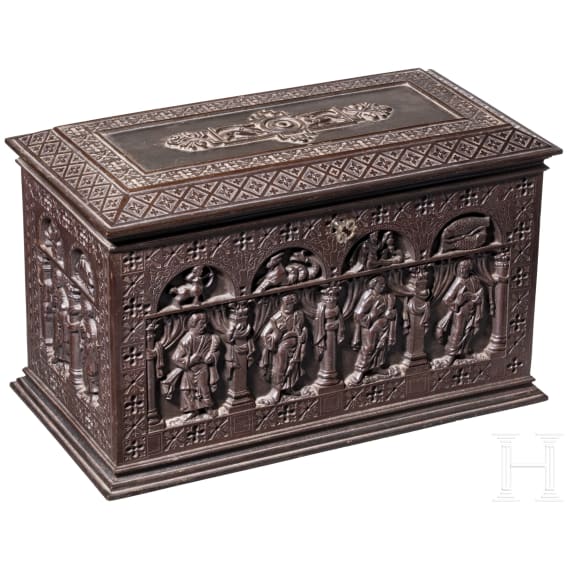 A German cast iron casket with apostle cycle, Ilsenburg, 2nd half of the 19th century