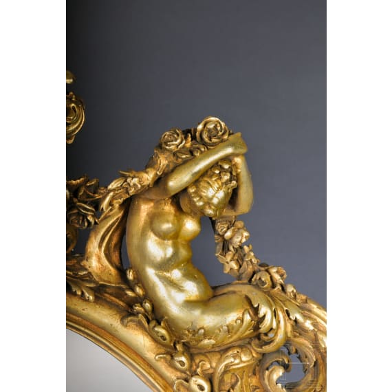 An opulent wall mirror after a design by Fran&ccedil;ois Linke, 2nd half of the 20th century