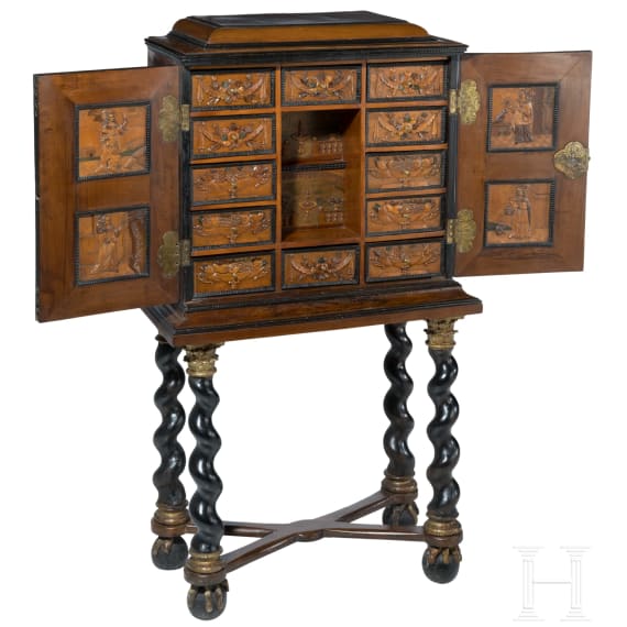 A fine Eger baroque cabinet with relief inlays, (Cheb/CZ) circa 1700