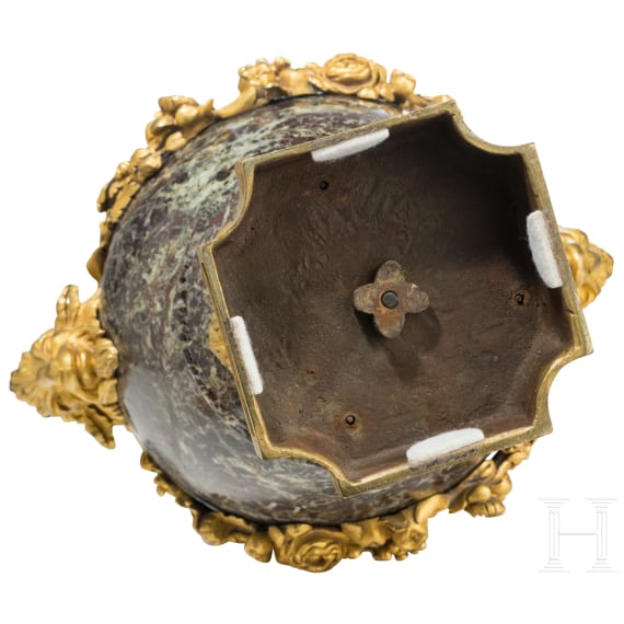 A French ormolu-mounted Louis XVI marble vase with ram's heads, 19th century