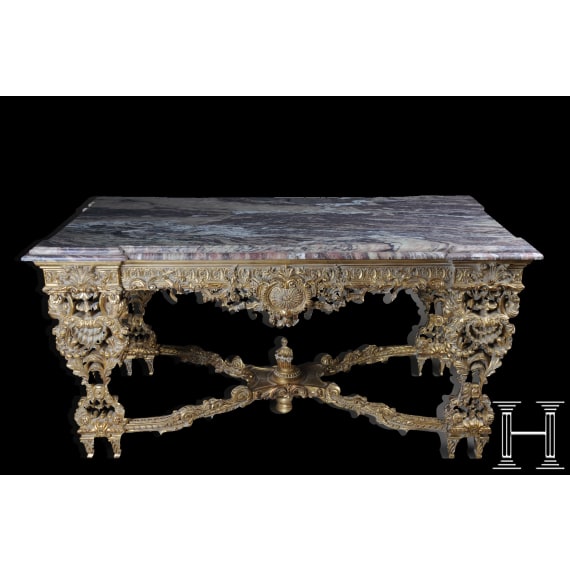 A magnificent German Louis XVI-style salon table after a design by Fran&ccedil;ois Linke, 2nd half of the 20th century
