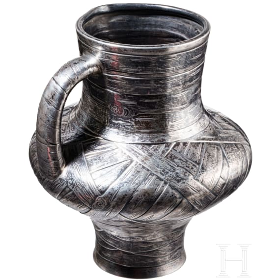 A Russian silver trompe l'oeil kvass jug, St. Petersburg, Sasikov, 1862