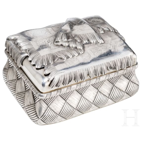 A large Russian silver trompe l'oeil sugar bowl, 20th century