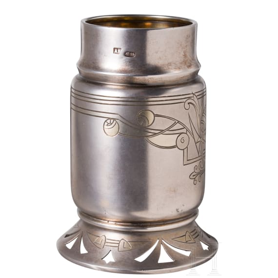 A small Russian art nouveau silver vase, Moscow, Andrei Ivanov, 1908-17