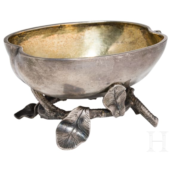A Russian peach-shaped silver salt cellar, St. Petersburg, Adolf David Masche, 1856