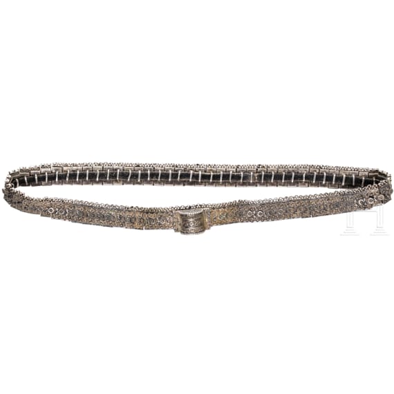 A Caucasian silver and niello belt, 1908-17