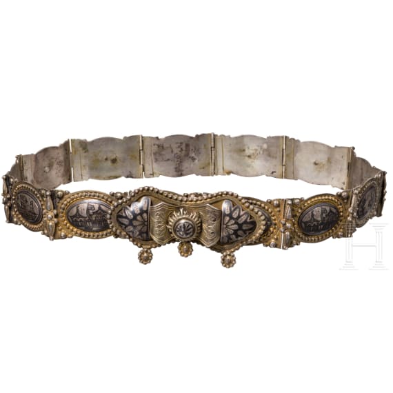 A silver-gilt and niello belt, Tbilisi, circa 1870