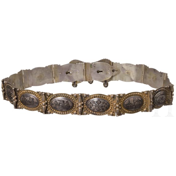 A silver-gilt and niello belt, Tbilisi, circa 1870